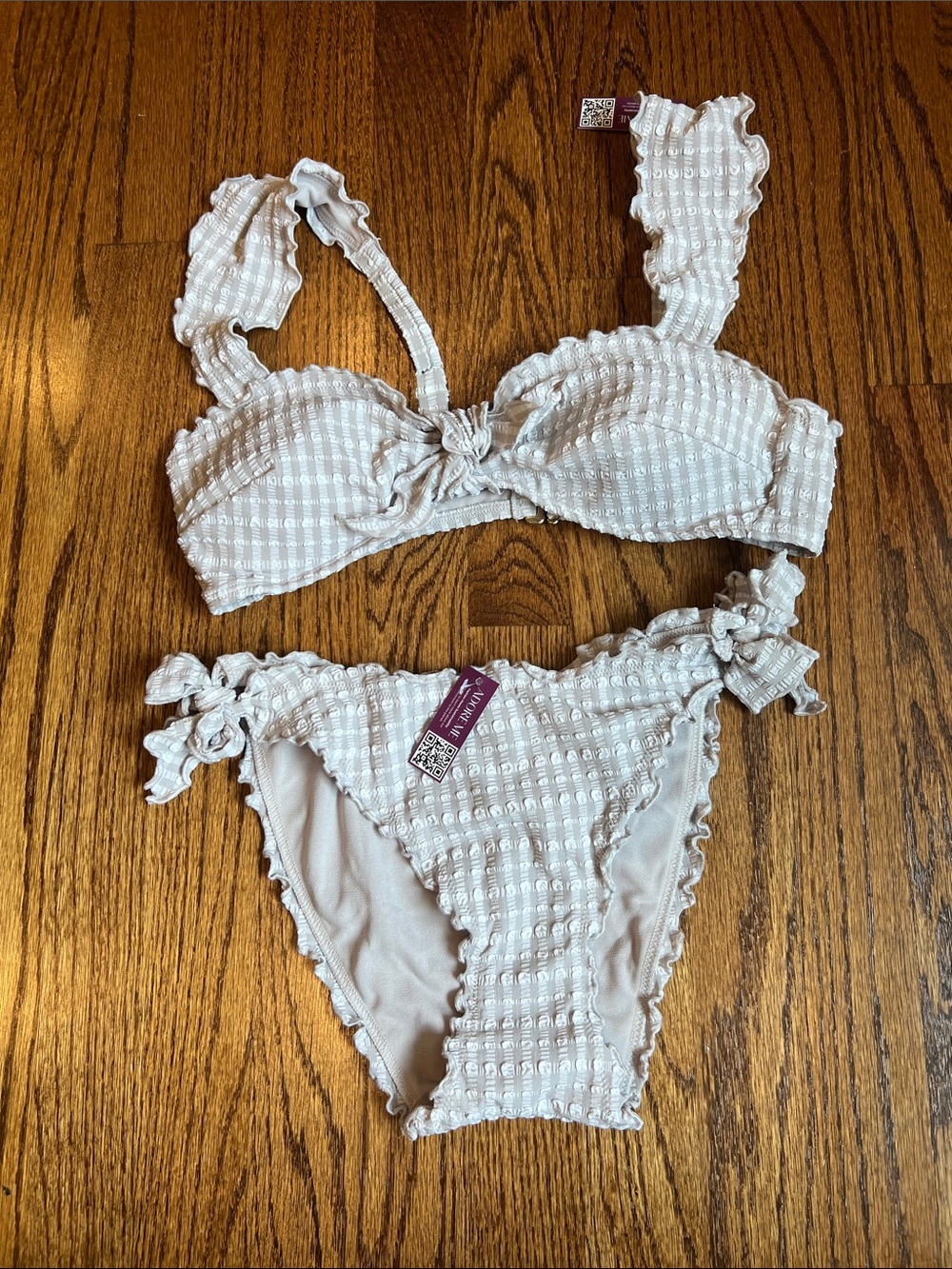 Adore Me Lavender Textured Ruffle Tie Bikini